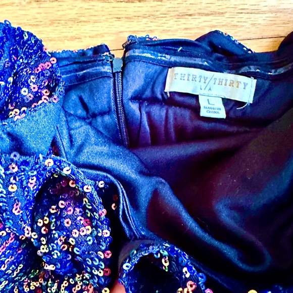 Thirty Thirty Blue multicolor sequin HOCO dress size large - Picture 2 of 11